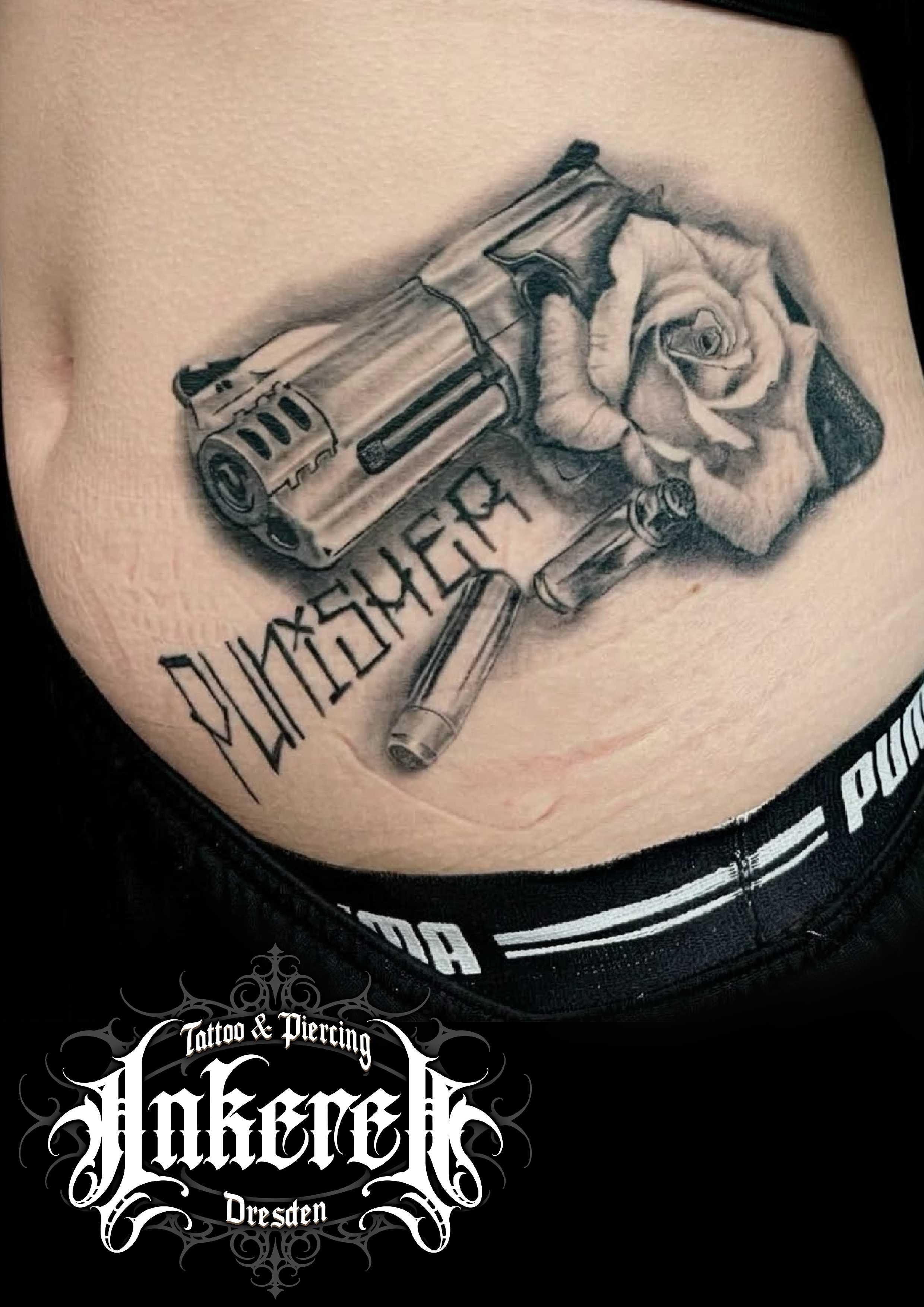 "Punisher" Black & Grey Tattoo