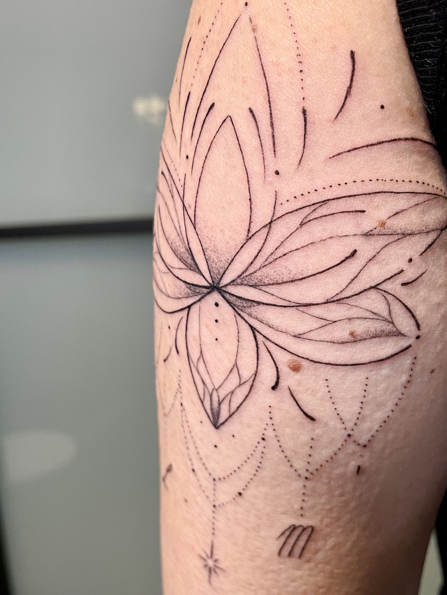 Fineline Mandala in style on Upper Arm by Lily Infinity.Ink Norderstedt