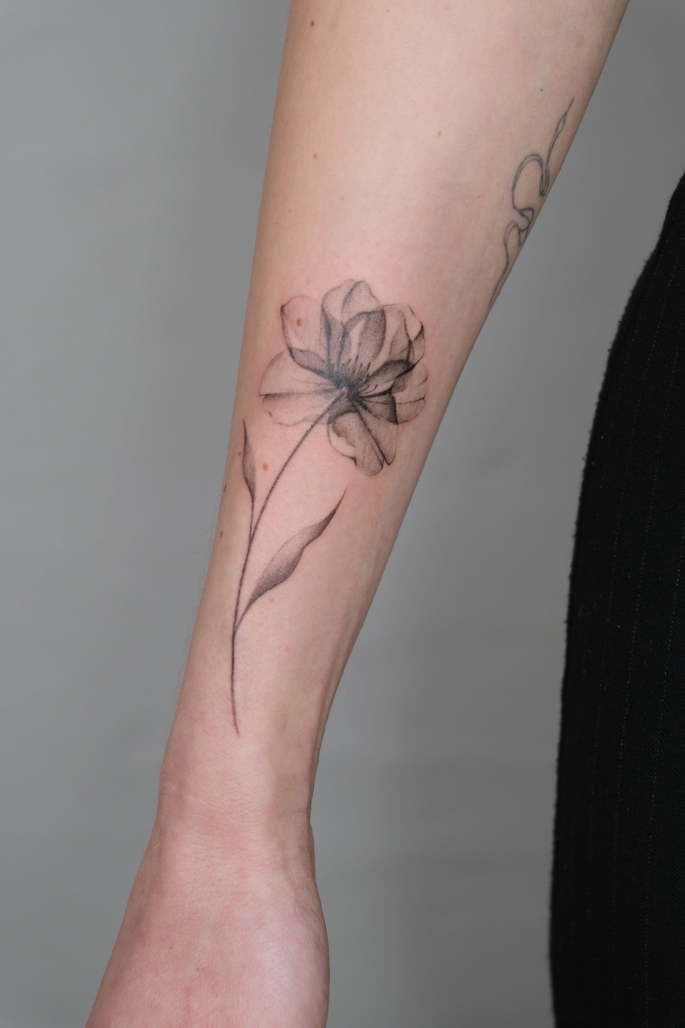 Transparente Blume im Botanical, Floral Style auf Handgelenk von Atelier Flux in Leipzig