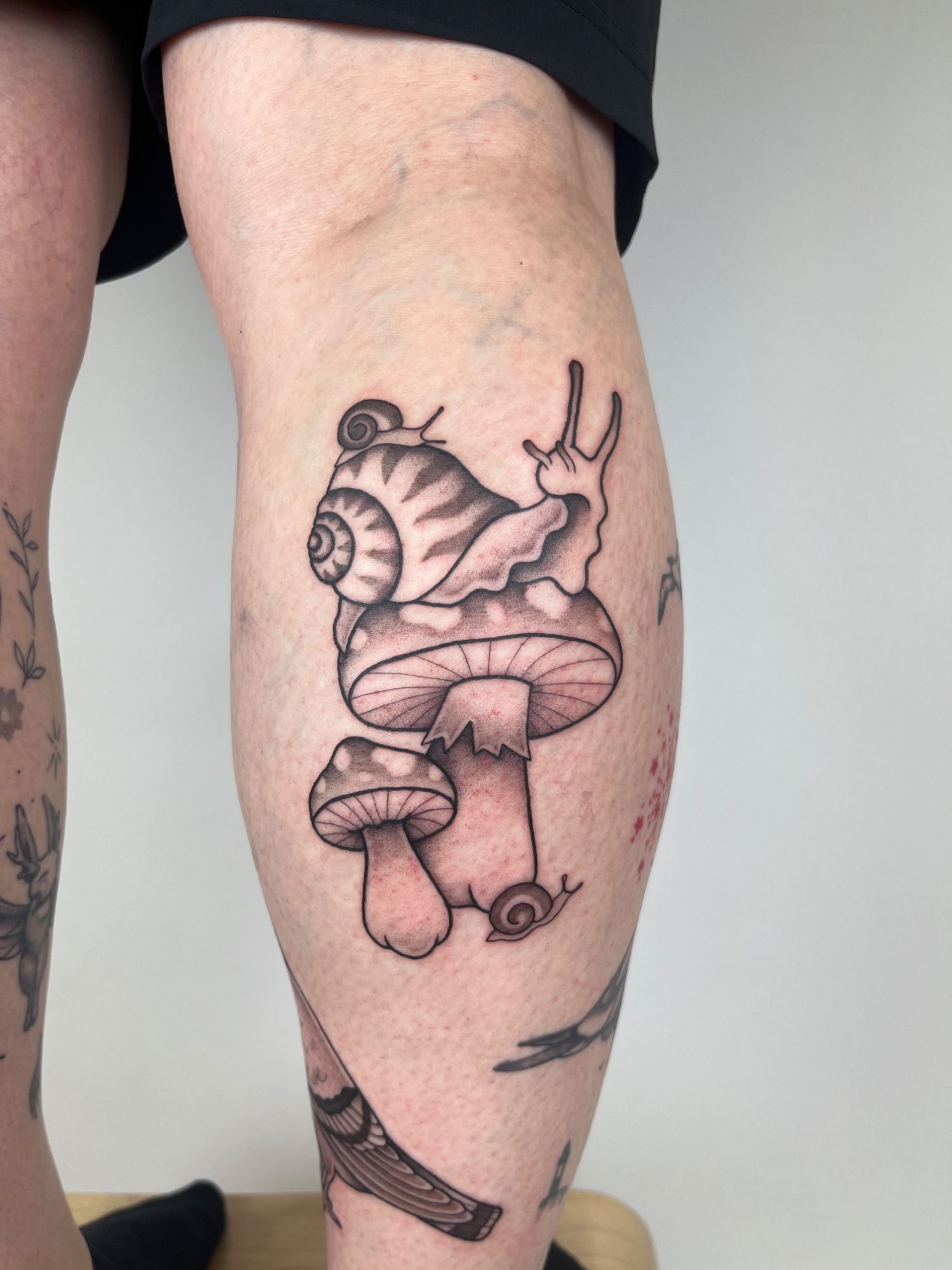 Schnecke Pilze im Illustrative Style auf Bein von susigrck in Leipzig