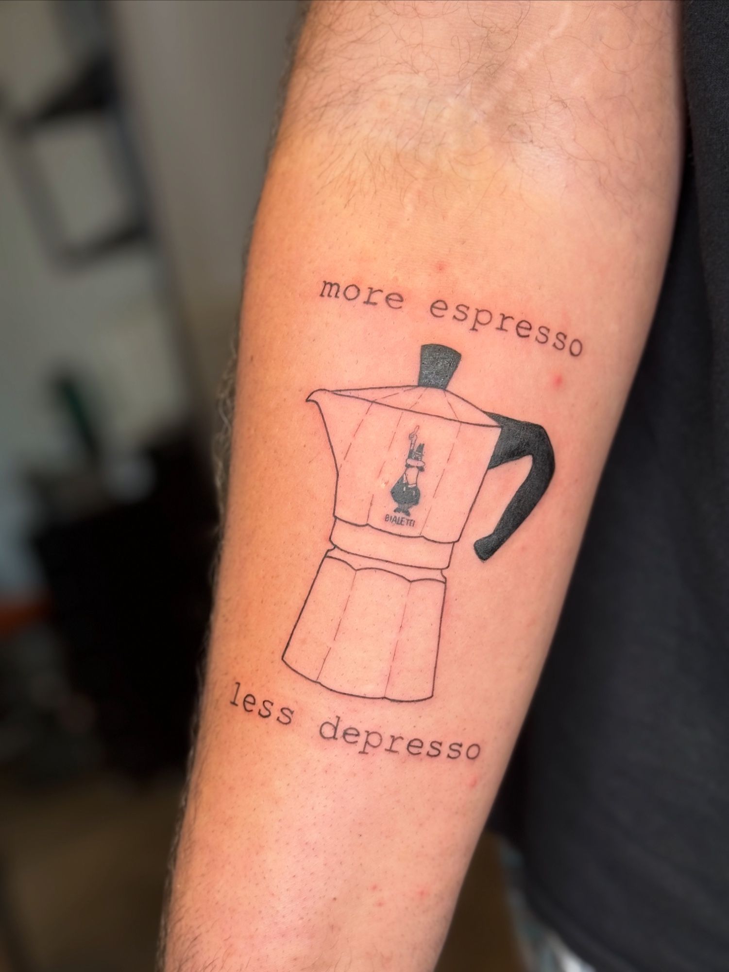 Bialetti im Fineline Style auf Unterarm von faeser_inkz in Bramsche