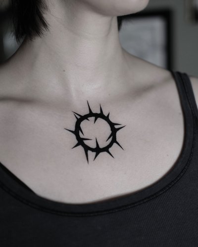 Dornenkranz in Blackwork style on Chest by Drei Moiren 71636