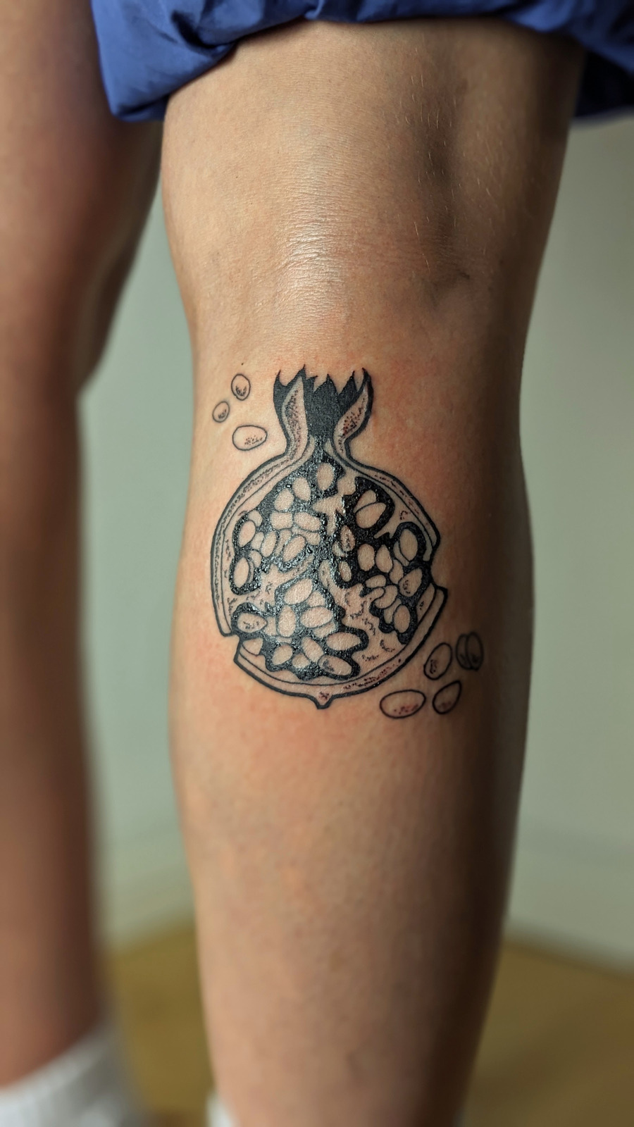 Granatapfel im Illustrative Style auf Bein von janus tattoo in Hamburg