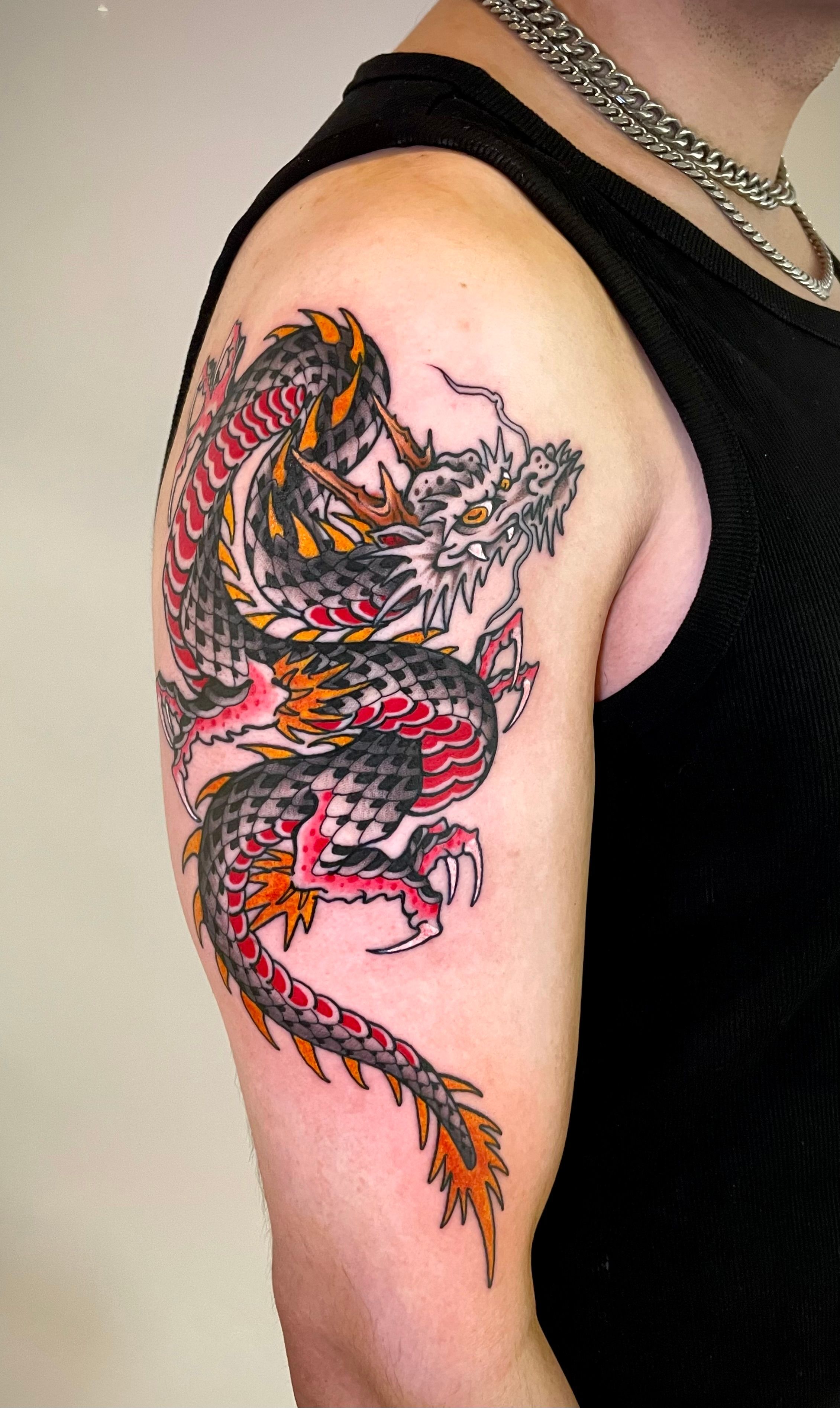 Japanese dragon im Style auf Oberarm von TremUno in Leipzig
