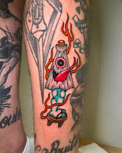 Kasa-obake Japanese Yokai im Style auf Bein von TremUno in Leipzig