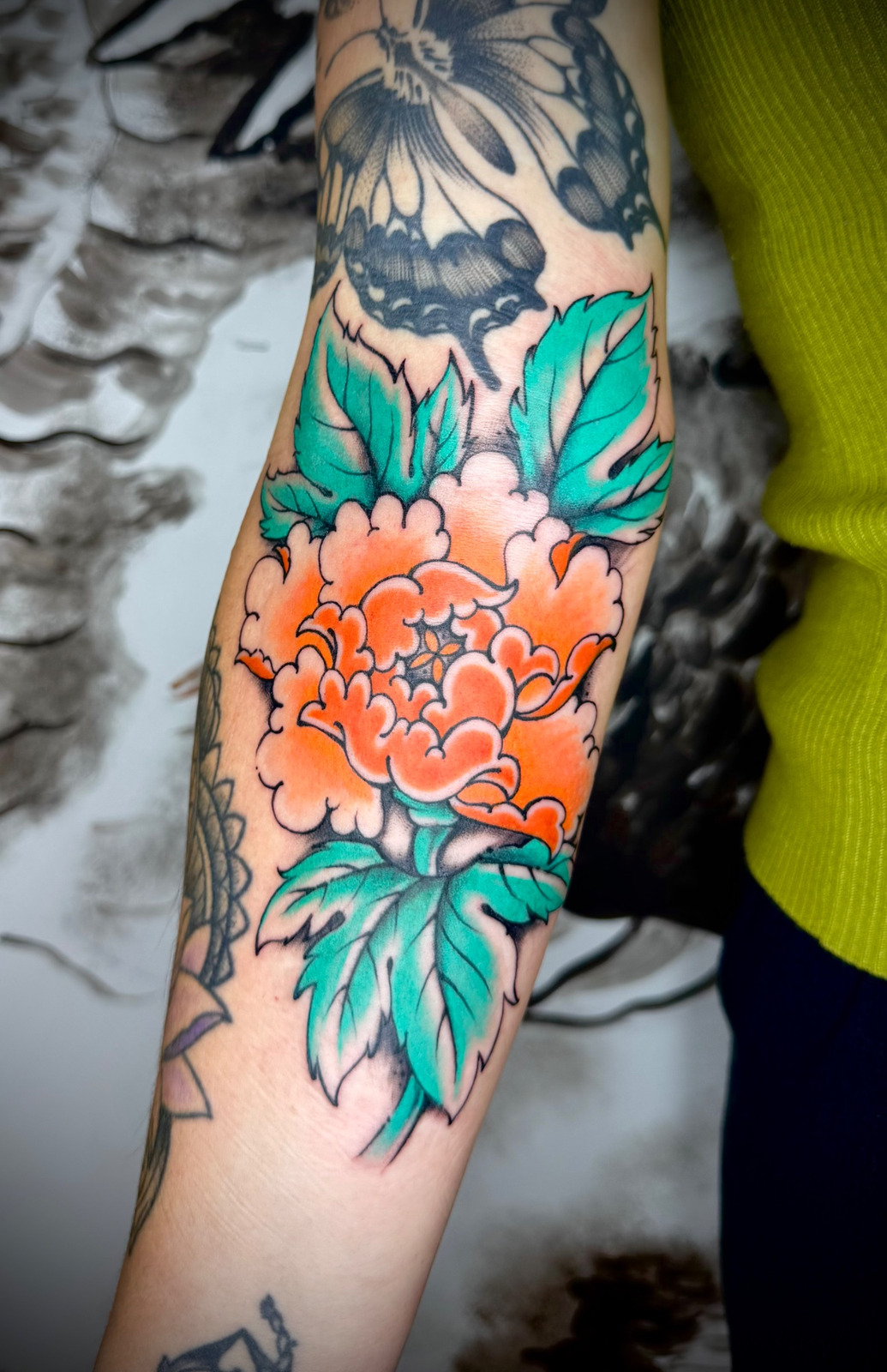 Peonie flower im Japanese Style auf Unterarm von TremUno in Leipzig
