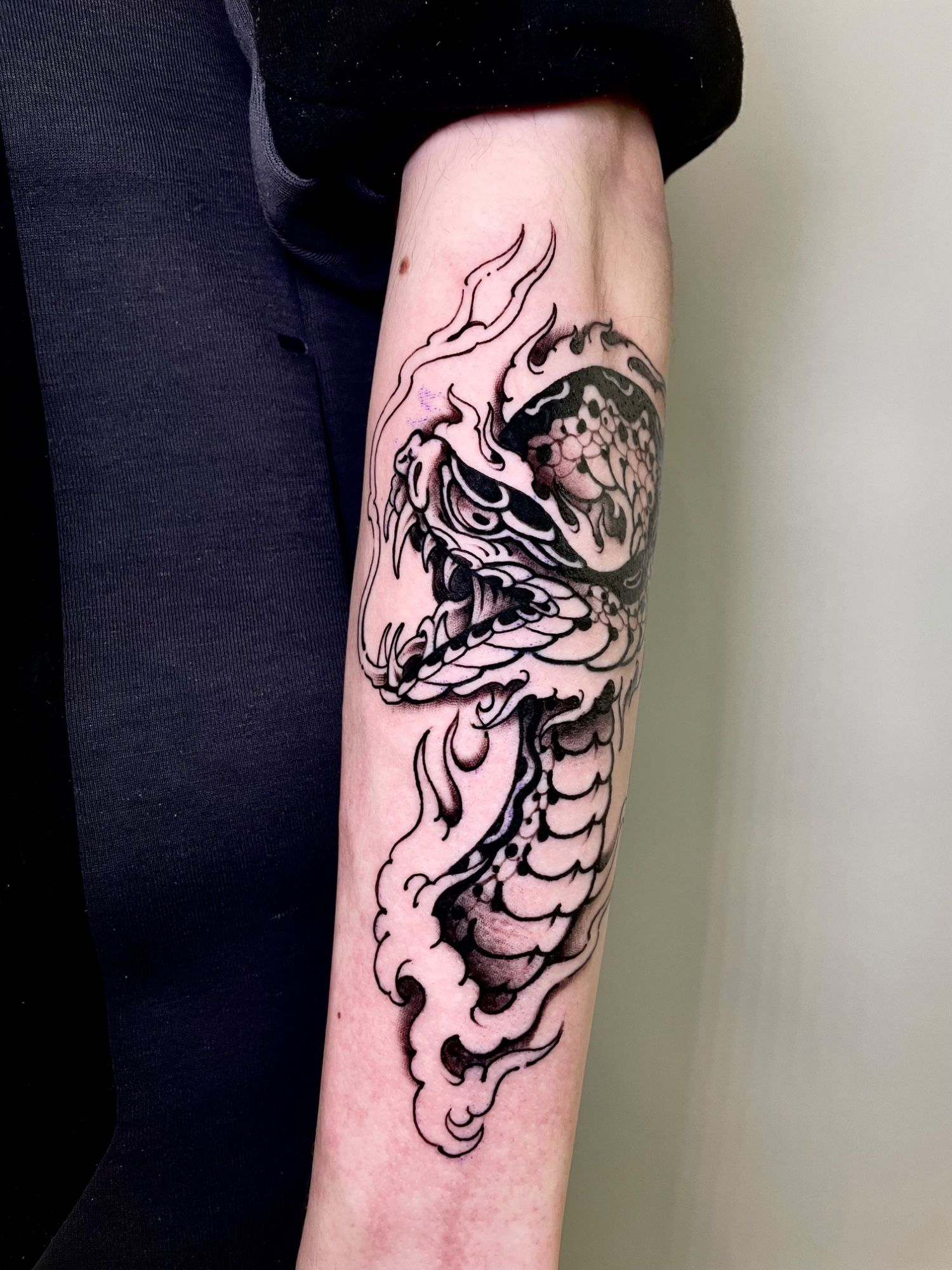 Snake im Oldschool, Traditional Style auf Unterarm von TremUno in Leipzig