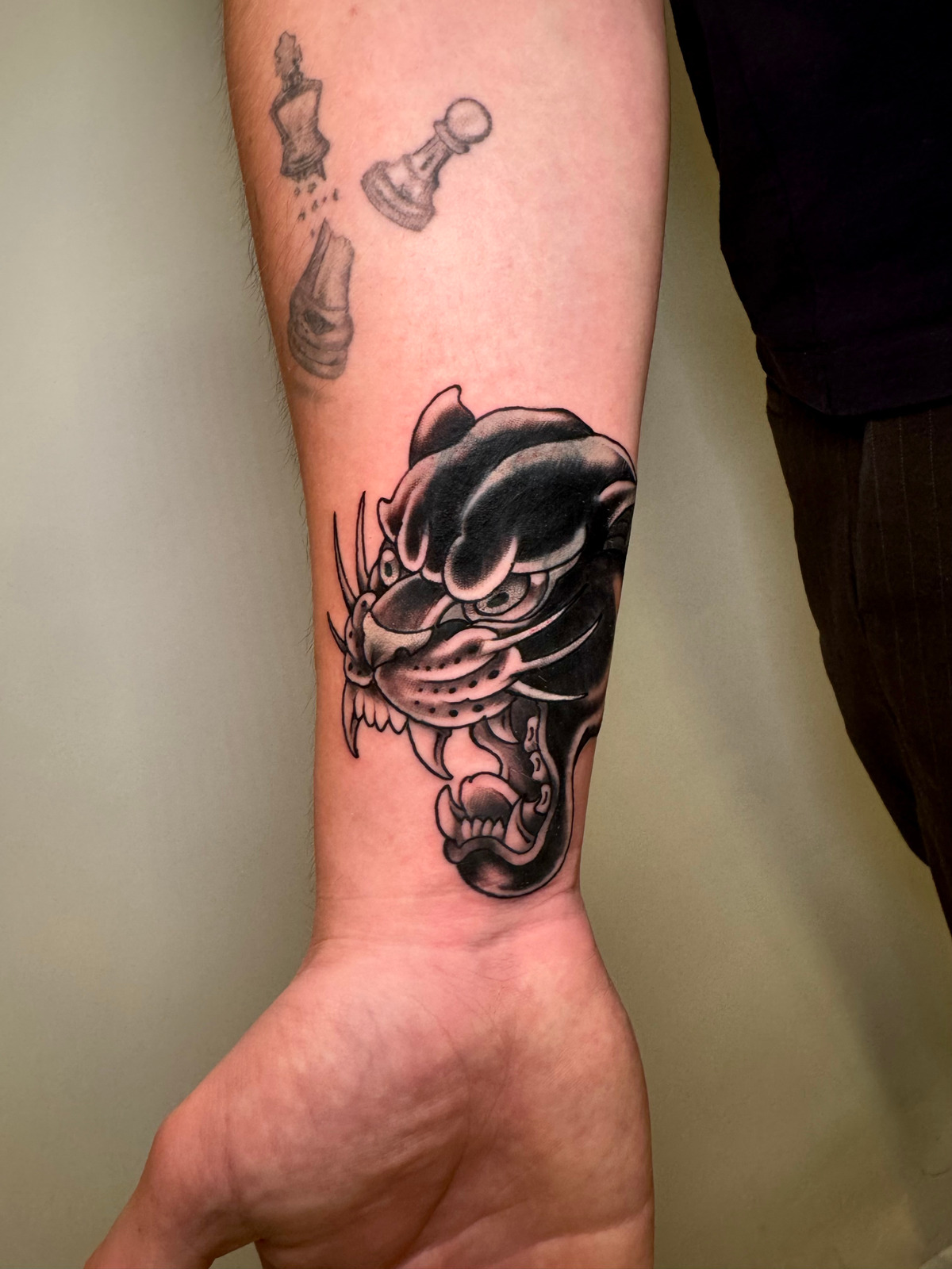Traditional Panther in Oldschool, style on Forearm by TremUno Leipzig