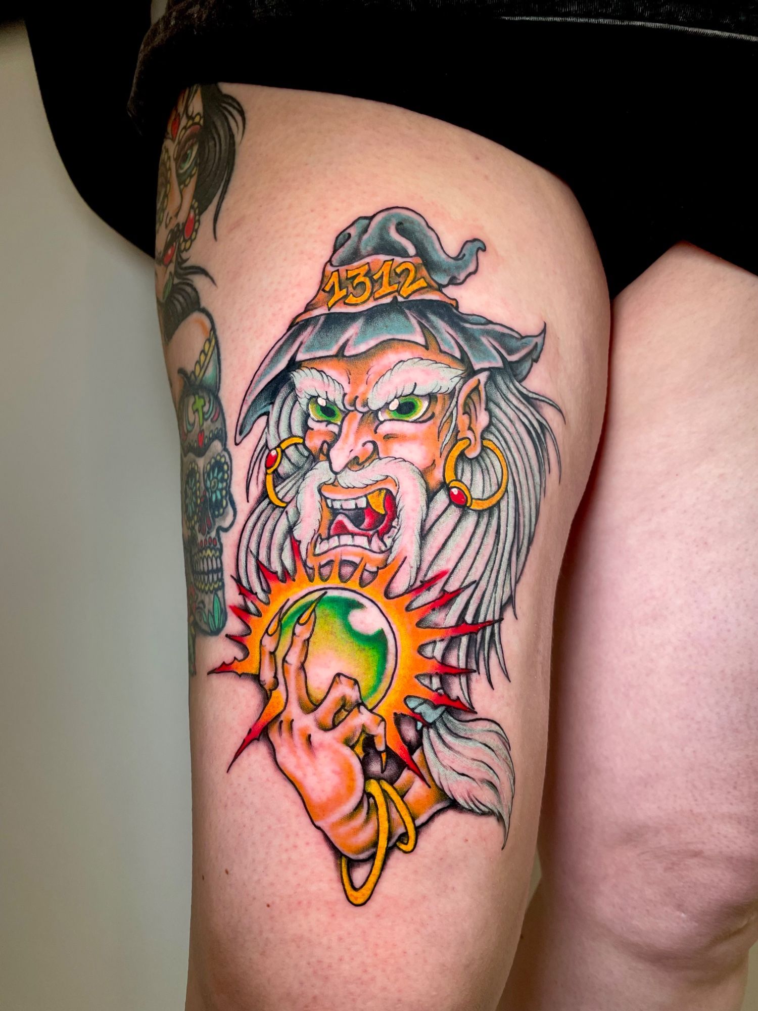 Wizard im Oldschool, Traditional Style auf Bein von TremUno in Leipzig