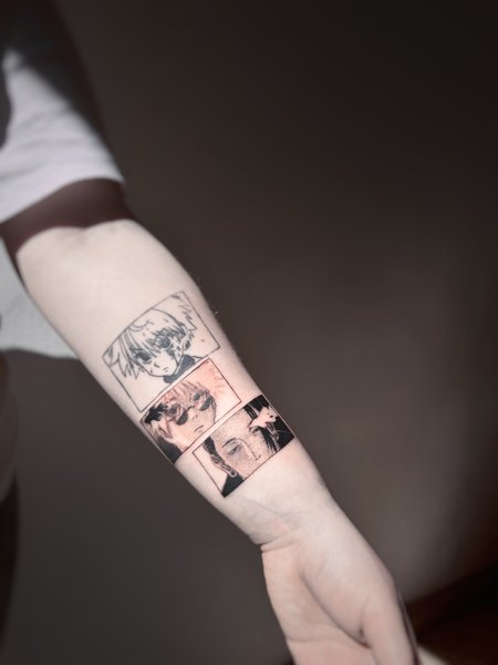 Gojo & Geto from JJK in Anime style on Forearm by Atelier tat Leipzig