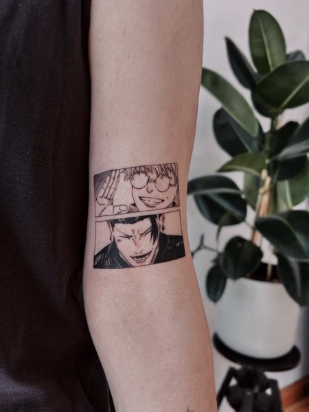 Gojo & geto from JJK in Anime style on Forearm by Atelier tat Leipzig