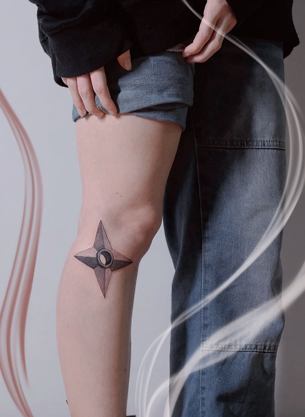 shuriken im Anime Style auf Bein von Atelier tat in Leipzig