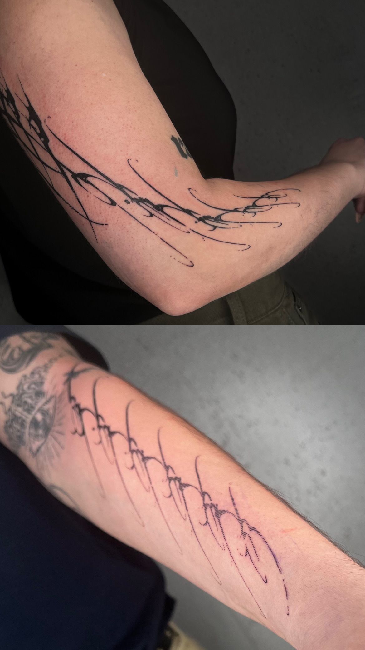 Calligraphic Ornamental Abstract Typo Pattern im Style auf Unterarm von Lerchvin in Berlin