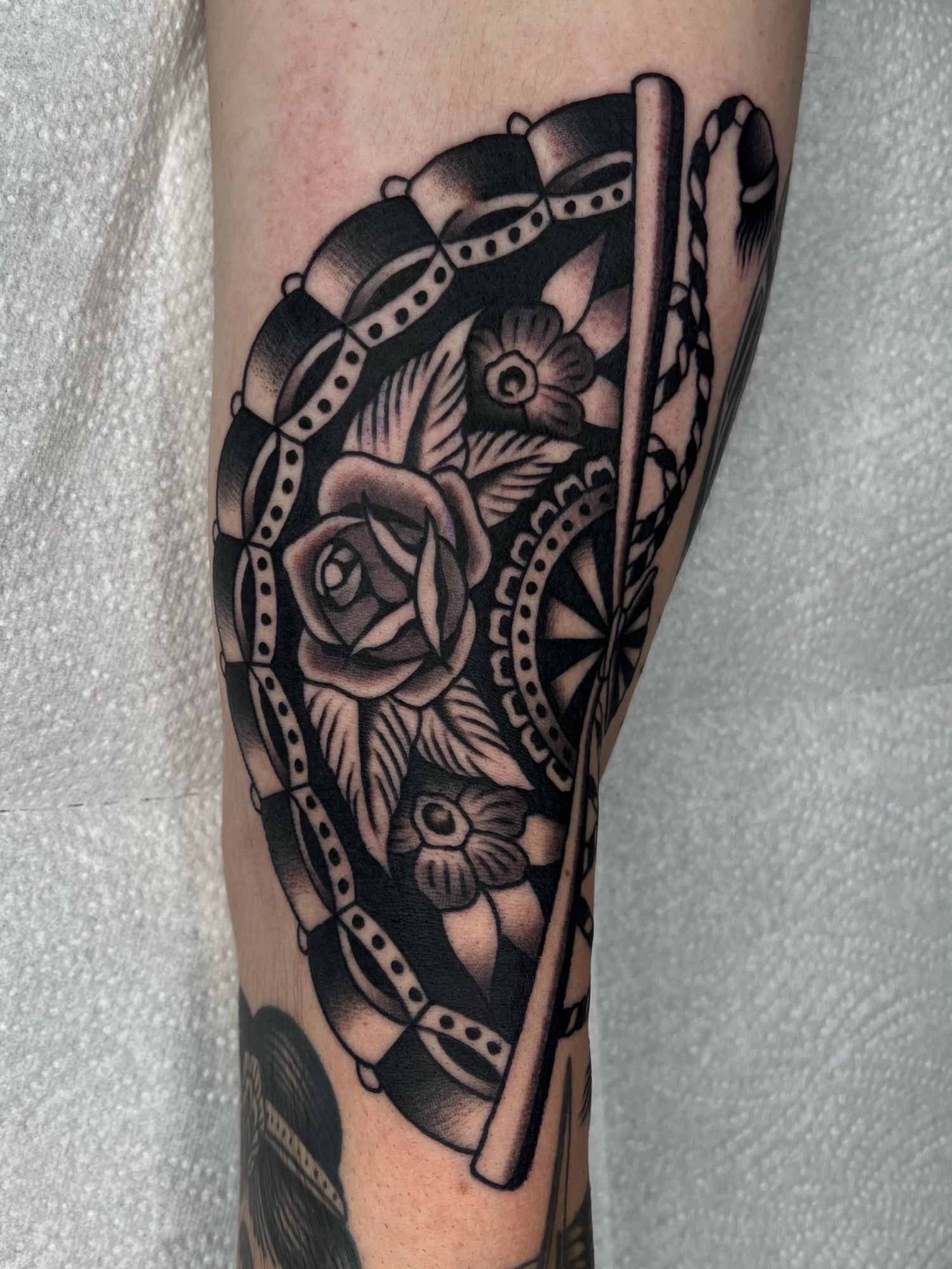 Fächer in Oldschool, Traditional style on Upper Arm by Xaver Kettenberger 83308