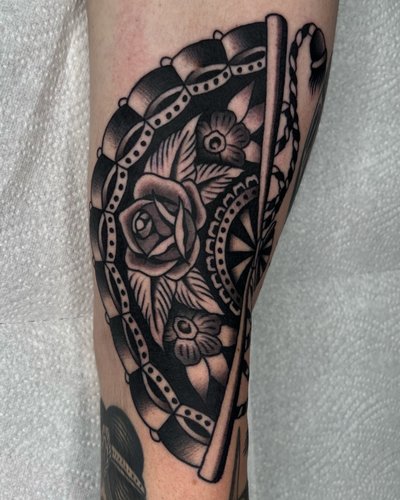 Fächer in Oldschool, Traditional style on Upper Arm by Xaver Kettenberger 83308