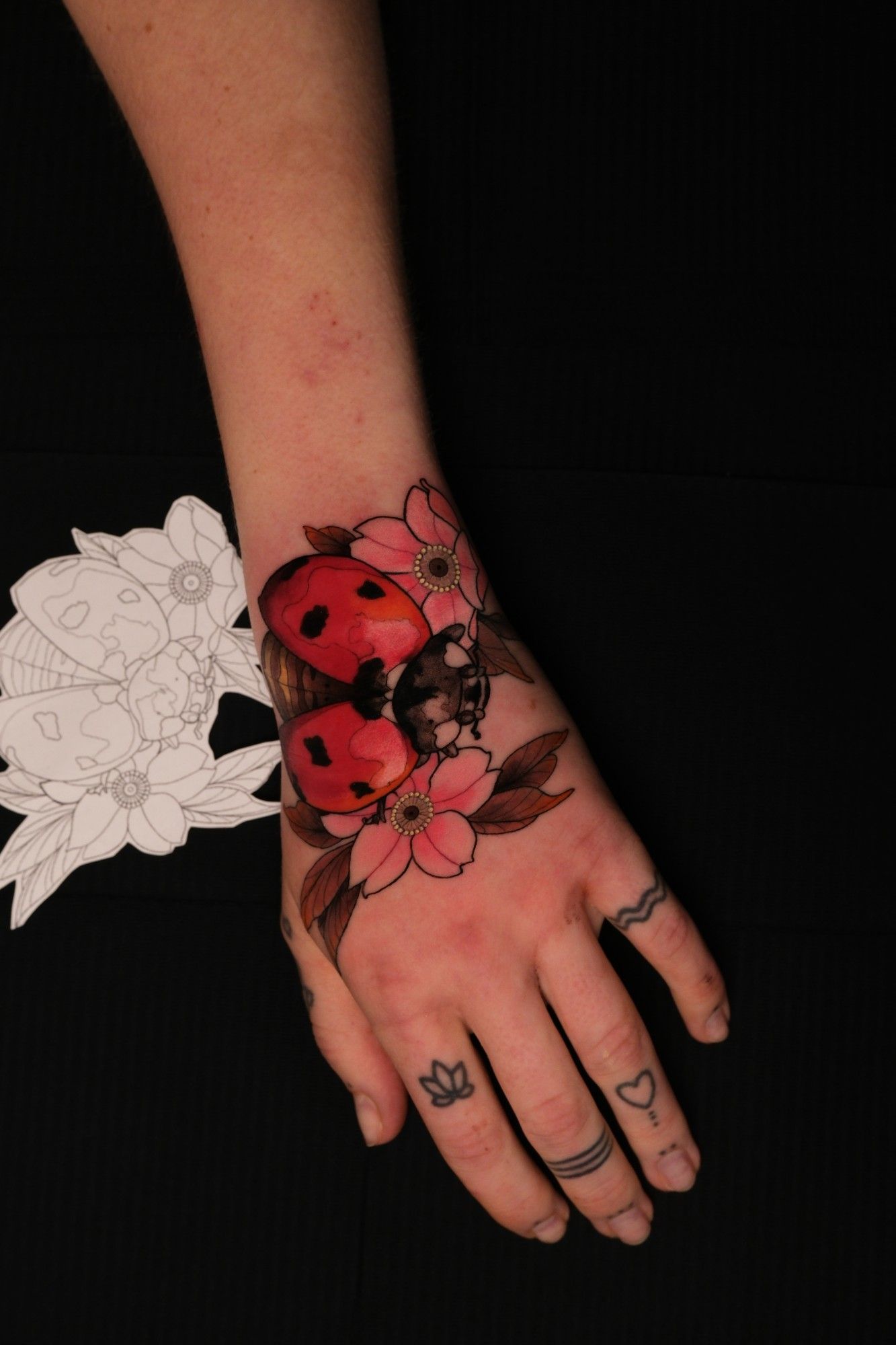 Ladybug & Sakura in Neotraditional style on Hand by High Contrast 10247