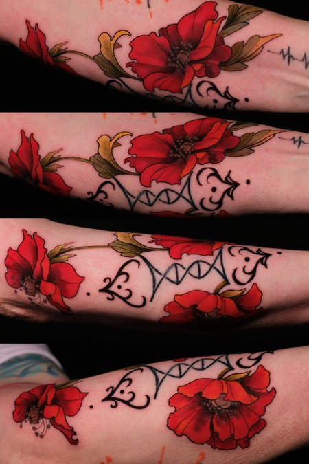 Mohnblumen in Neotraditional style on Forearm by High Contrast 10247