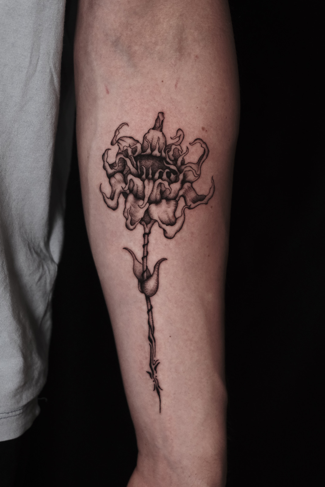 Blume, Flower in Abstract style on Forearm by Stormy Lines Freiburg im Breisgau